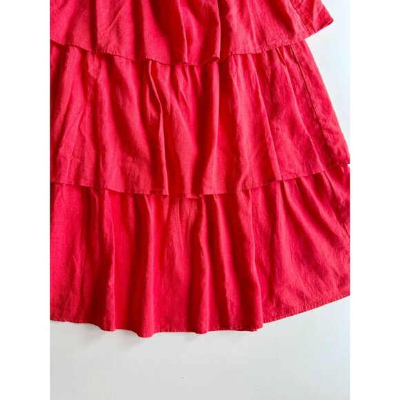 NWT Aritzia WILFRED Century Maraschino Red Linen Tiered Midi Skirt, Size XS - Picture 8 of 16